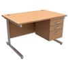 Trexus Contract Desk Rectangular with 3-Drawer Pedestal - 416272