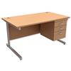 Trexus Contract Desk Rectangular with 3-Drawer Pedestal - 416361