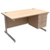 Trexus Contract Desk Rectangular with 3-Drawer Pedestal - 416394