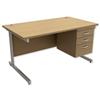 Trexus Contract Desk Rectangular with 3-Drawer Pedestal - 416426