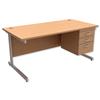 Trexus Contract Desk Rectangular with 3-Drawer Pedestal - 416450