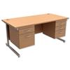 Trexus Contract Desk Rectangular with Double Pedestal Silver - 416468