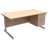 Trexus Contract Desk Rectangular with 3-Drawer Pedestal - 416491