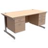 Trexus Contract Desk Rectangular with Double Pedestal Silver - 416508
