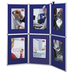 Nobo Pro-Panel Display and Bag 6 Panels Blue Fabric and Dry White Sides 12kg W2250xH2020mm Ref 1901169