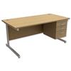 Trexus Contract Desk Rectangular with 3-Drawer Pedestal - 416531