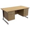 Trexus Contract Desk Rectangular with Double Pedestal Silver - 416548