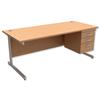 Trexus Contract Desk Rectangular with 3-Drawer Pedestal - 416572