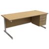 Trexus Contract Desk Rectangular with 3-Drawer Pedestal - 416661