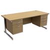 Trexus Contract Desk Rectangular with Double Pedestal Silver - 416701