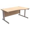 Trexus Contract Plus Cantilever Wave Desk Right Hand Silver Legs W1600xD800xH725mm Maple