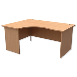 Trexus Classic Radial Desk Panelled Left Hand W1600xD1200xH725mm Beech