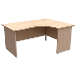 Trexus Classic Radial Desk Panelled Right Hand W1600xD1200xH725mm Maple