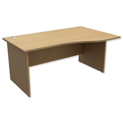 Trexus Classic Wave Desk Panelled Right Hand W1600xD1000-800xH725mm Oak