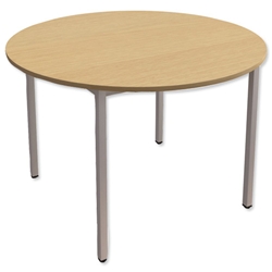Trexus Circular Table with Silver Legs 18mm Top W725xDia1100mm Oak