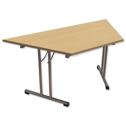 Trexus Influx Folding Table Trapezoidal Chrome Legs 25mm Top W1500xD650xH725 Oak