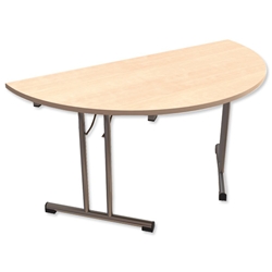 Trexus Influx Folding Table Semicircular Chrome Legs 25mm Top H725xDia1100mm Maple