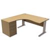 Trexus Premier Radial Desk Left Hand with 600mm Desk-High Pedestal W1600xD1600xH720mm Oak