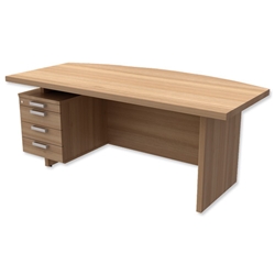Adroit Virtuoso Executive Desk Bow Fronted with Left Hand Pedestal W1800xD710-930xH750mm Cherry Marbella