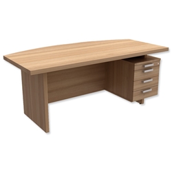 Adroit Virtuoso Executive Desk Bow Fronted with Right Hand Pedestal W1800xD710-930xH750mm Cherry Marbella