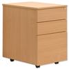 Sonix Mobile Filing Pedestal Tall Under-desk 3-Drawer W400xD600xH675mm Beech