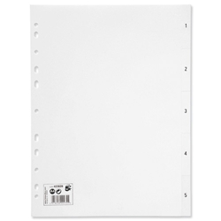 5 Star Index Multipunched 120 micron Polypropylene 1-5 A4 White