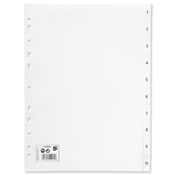 5 Star Index Multipunched 120 micron Polypropylene 1-10 A4 White