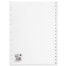 5 Star Index Multipunched 120 micron Polypropylene 1-20 A4 White
