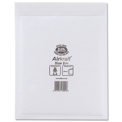 Jiffy Airkraft Postal Bags Bubble-lined Peel and Seal No.2 White 205x245mm Ref JL-AMP-2-10 [Pack 10]