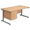 Sonix Contract Desk Rectangular 3-Drawer Pedestal Silver Legs - 38