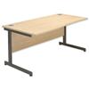 Sonix Contract Wave Desk Left Hand Grey Legs W1600xD1000-800xH720mm Maple Ref 34