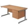 Sonix Contract Desk Rectangular 2-Drawer Filer Pedestal Silver - 40