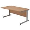 Sonix Contract Wave Desk Left Hand Silver Legs W1600xD1000-800xH720mm Oak Ref 34