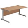 Sonix Contract Wave Desk Right Hand Silver Legs W1600xD1000-800xH720mm Oak Ref 34