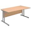 Sonix Style Wave Desk Right Hand Silver Legs W1600xD1000-800xH720mm Beech Ref 35