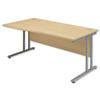 Sonix Style Wave Desk Left Hand Silver Legs W1600xD1000-800xH720mm Maple Ref 35