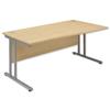 Sonix Style Wave Desk Right Hand Silver Legs W1600xD1000-800xH720mm Maple Ref 35