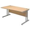Sonix Style Wave Desk Left Hand Silver Legs W1600xD1000-800xH720mm Oak Ref 35
