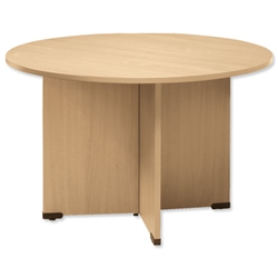 Sonix Boardroom Table Circular with Wooden Legs H720xDia1200mm Maple Ref 29