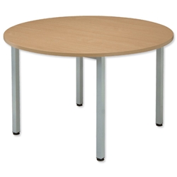 Sonix Boardroom Table Circular Silver Legs Dia1200xH720mm Oak