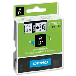 Dymo D1 Tape for Electronic Dymo Labelmakers 9mmx7m Black on White Ref 40913 S0720680