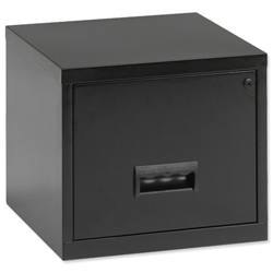 Pierre Henry Filing Cabinet Steel Lockable 1 Drawer A4 Maxi W400xD400xH360mm Black Ref 099001