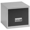 Filing Cabinet Steel Lockable 1 Drawer A4 Silver and Black