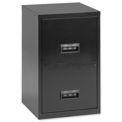 Pierre Henry Filing Cabinet Steel Lockable 2 Drawers A4 Maxi W400xD400xH660mm Black Ref 099001