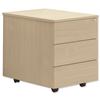 Sonix Mobile Pedestal Low 3-Drawer W400xD600xH600mm Maple