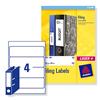 Avery Filing Labels Laser Lever Arch 4 per Sheet 200x60mm L7171-100