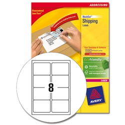 Avery Addressing Labels Laser Jam-free 8 per Sheet 99.1x67.7mm White Ref L7165-500 [4000 Labels]
