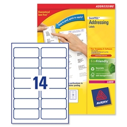 Avery Labels Laser Jam-free 14 per Sheet 99.1x38.1mm White Ref L7163-500 [7000 Labels]