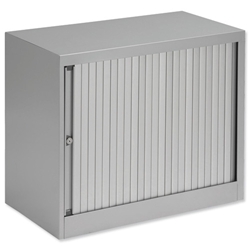 Bisley A4 EuroTambour Low Cupboard W800xD430xH695mm Silver Frame and Silver Shutters Ref ET408/06.SL arn
