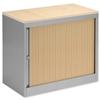 Bisley Eurotambour Desk-high Side-opening Silver Frame and Maple Shutters Maple Top W800xD430xH720mm